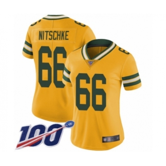 Women's Green Bay Packers #66 Ray Nitschke Limited Gold Rush Vapor Untouchable 100th Season Football Jersey - Ujersey