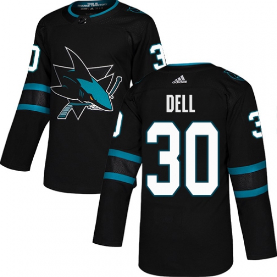 Men's Adidas San Jose Sharks #30 Aaron Dell Premier Black Alternate NHL Jersey - Ujersey