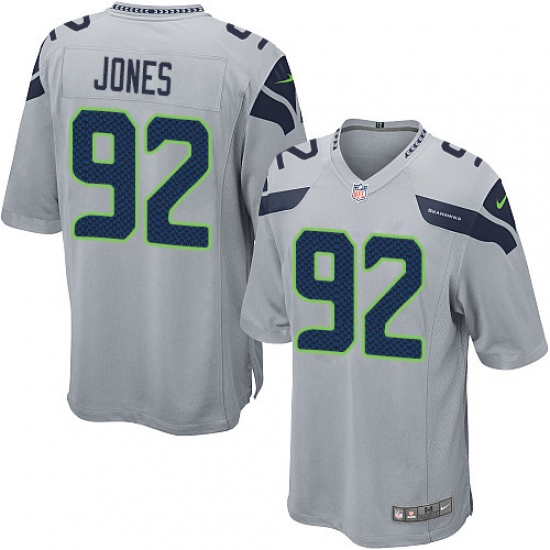 Men's Nike Seattle Seahawks #92 Nazair Jones Game Grey Alternate NFL Jersey - Ujersey