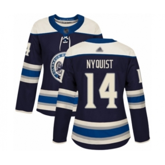 Women's Columbus Blue Jackets #14 Gustav Nyquist Authentic Navy Blue Alternate Hockey Jersey - Ujersey