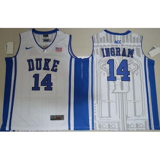 Duke Blue Devils #14 Brandon Ingram White Basketball Elite V Neck Stitched NCAA Jersey - Ujersey