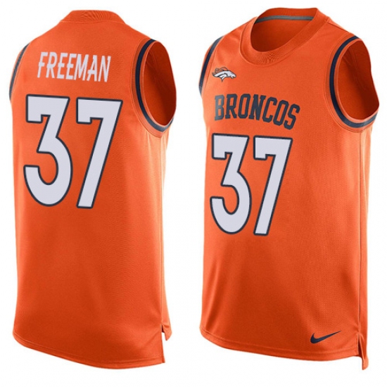Men's Nike Denver Broncos #37 Royce Freeman Limited Orange Player Name & Number Tank Top NFL Jersey - Ujersey