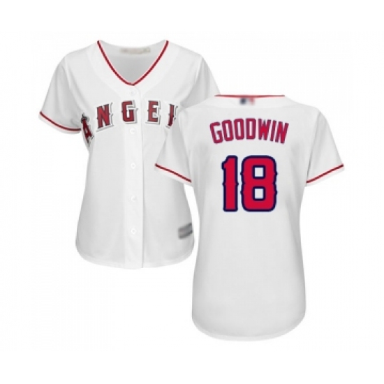 Women's Los Angeles Angels of Anaheim #18 Brian Goodwin Replica White Home Cool Base Baseball Jersey - Ujersey