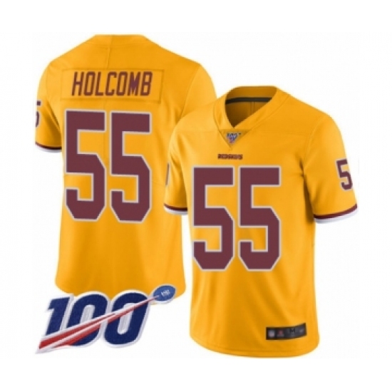 Youth Washington Redskins #55 Cole Holcomb Limited Gold Rush Vapor Untouchable 100th Season Football Jersey