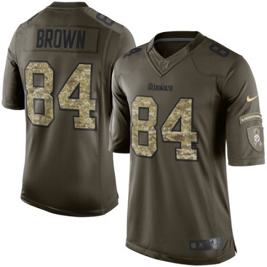 Youth Nike Pittsburgh Steelers #84 Antonio Brown Elite Green Salute to Service NFL Jersey - Ujersey