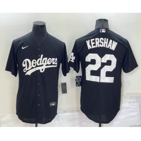 Men's Los Angeles Dodgers #22 Clayton Kershaw Black Turn Back The Clock Stitched Cool Base Jersey - Ujersey