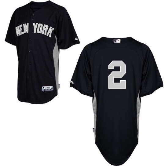 Men's Majestic New York Yankees #2 Derek Jeter Replica Black 2011 Road Cool Base BP MLB Jersey - Ujersey