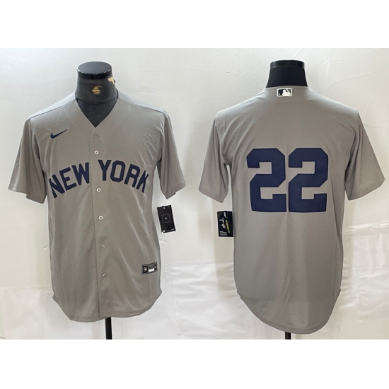 Men's New York Yankees #22 Juan Soto 2021 Grey Field of Dreams Cool Base Stitched Baseball Jersey - Ujersey