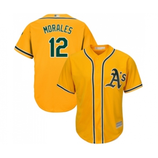 Youth Oakland Athletics #12 Kendrys Morales Replica Gold Alternate 2 Cool Base Baseball Jersey - Ujersey