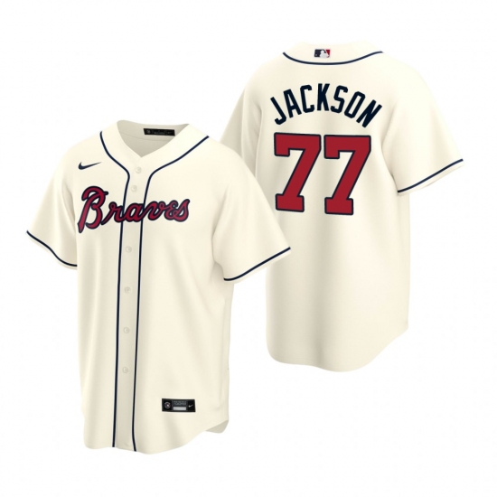 Men's Nike Atlanta Braves #77 Luke Jackson Cream Alternate Stitched Baseball Jersey - Ujersey