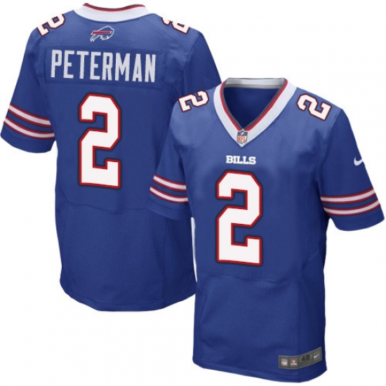 Men's Nike Buffalo Bills #2 Nathan Peterman Elite Royal Blue Team Color NFL Jersey - Ujersey