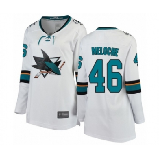 Women's San Jose Sharks #46 Nicolas Meloche Fanatics Branded White Away Breakaway Hockey Jersey - Ujersey