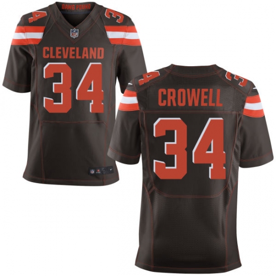 Men's Nike Cleveland Browns #34 Isaiah Crowell Elite Brown Team Color NFL Jersey
