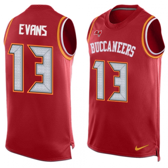Men's Nike Tampa Bay Buccaneers #13 Mike Evans Limited Red Player Name & Number Tank Top NFL Jersey - Ujersey