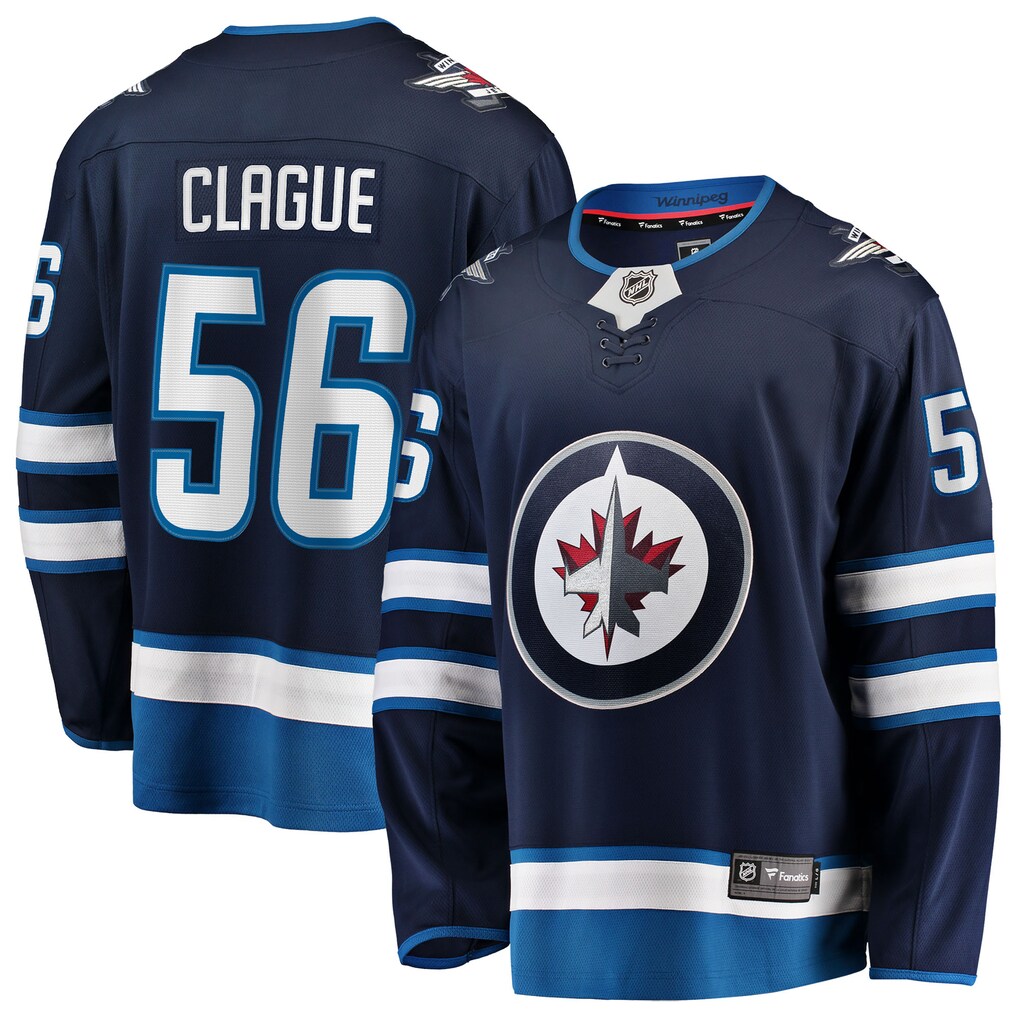 Men's Winnipeg Jets Kale Clague Fanatics Navy Home Breakaway Jersey - ujerseystore