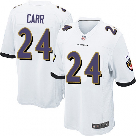 Men's Nike Baltimore Ravens #24 Brandon Carr Game White NFL Jersey - Ujersey