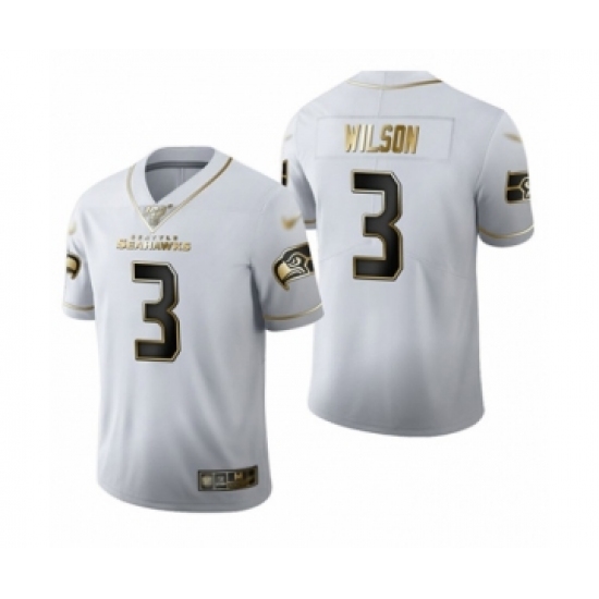 Men's Seattle Seahawks #3 Russell Wilson Limited White Golden Edition Football Jersey - Ujersey