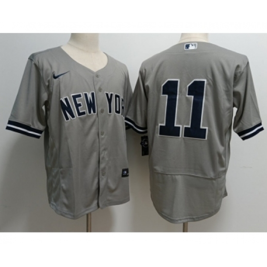 Men's New York Yankees #11 Anthony Volpe Grey Stitched Flex Base Nike Jersey - Ujersey