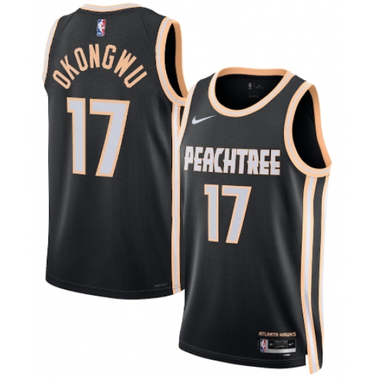 Men's Atlanta Hawks #17 Onyeka Okongwu Black 2025-26 City Edition Swingman Stitched Jersey - Ujersey