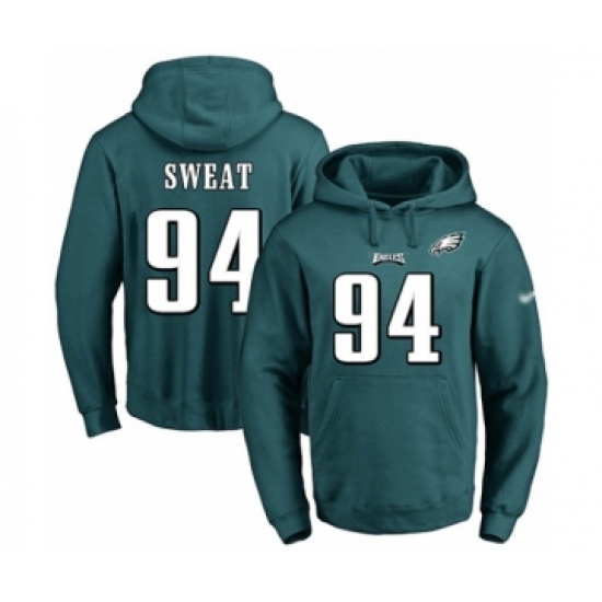 Football Men's Philadelphia Eagles #94 Josh Sweat Green Name & Number Pullover Hoodie - Ujersey