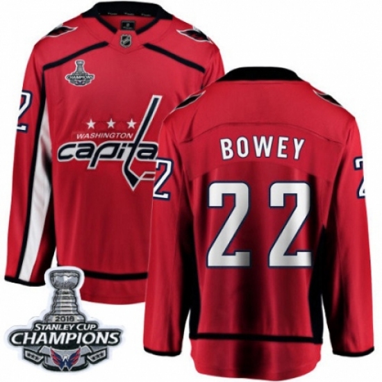 Youth Washington Capitals #22 Madison Bowey Fanatics Branded Red Home Breakaway 2018 Stanley Cup Final Champions NHL Jersey - Ujersey