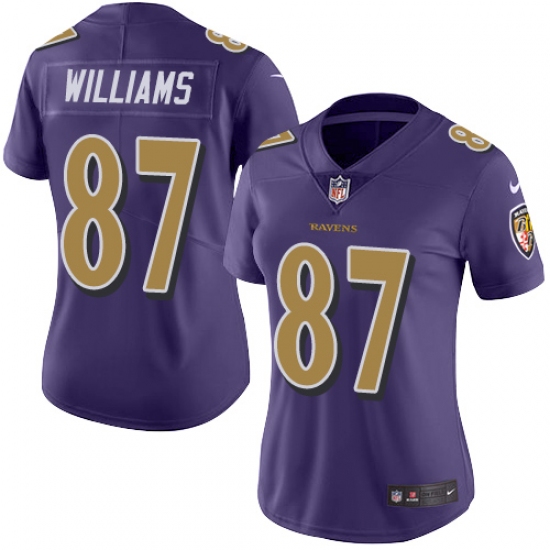 Women's Nike Baltimore Ravens #87 Maxx Williams Limited Purple Rush Vapor Untouchable NFL Jersey - Ujersey