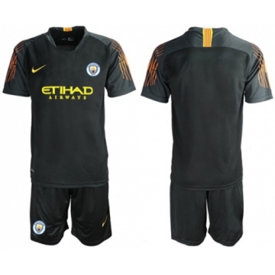 Manchester City Blank Black Goalkeeper Soccer Club Jersey