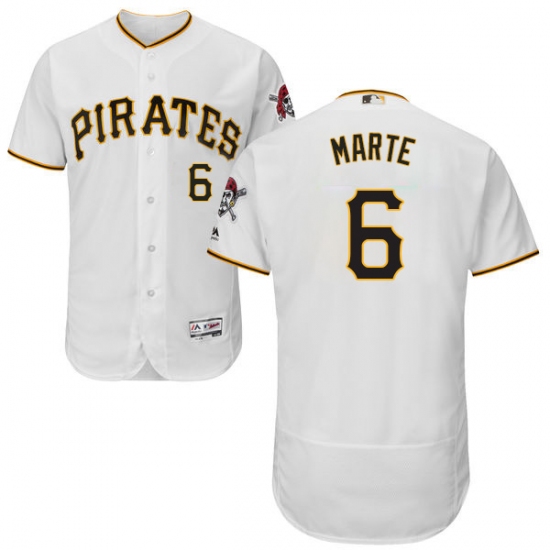 Men's Majestic Pittsburgh Pirates #6 Starling Marte White Home Flex Base Authentic Collection MLB Jersey - Ujersey