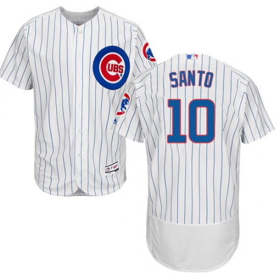 Men's Majestic Chicago Cubs #10 Ron Santo White Home Flex Base Authentic Collection MLB Jersey - Ujersey