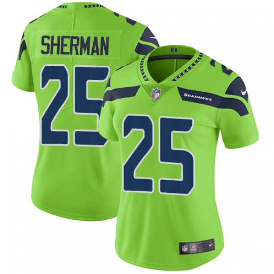 Women's Nike Seattle Seahawks #25 Richard Sherman Limited Green Rush Vapor Untouchable NFL Jersey - Ujersey