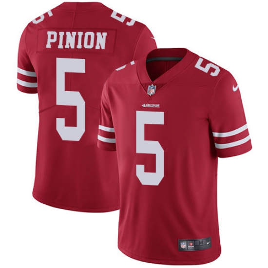 Youth Nike San Francisco 49ers #5 Bradley Pinion Elite Red Team Color NFL Jersey - Ujersey