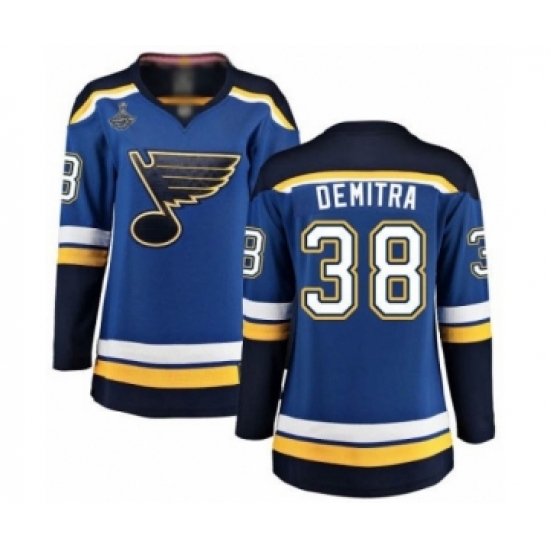 Women's St. Louis Blues #38 Pavol Demitra Fanatics Branded Royal Blue Home Breakaway 2019 Stanley Cup Champions Hockey Jersey - Ujersey