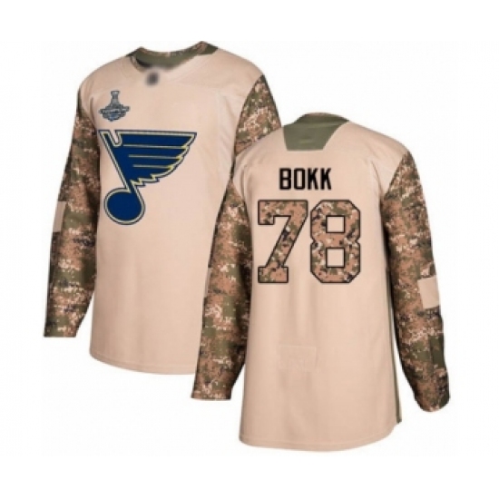Men's St. Louis Blues #78 Dominik Bokk Authentic Camo Veterans Day Practice 2019 Stanley Cup Champions Hockey Jersey - Ujersey