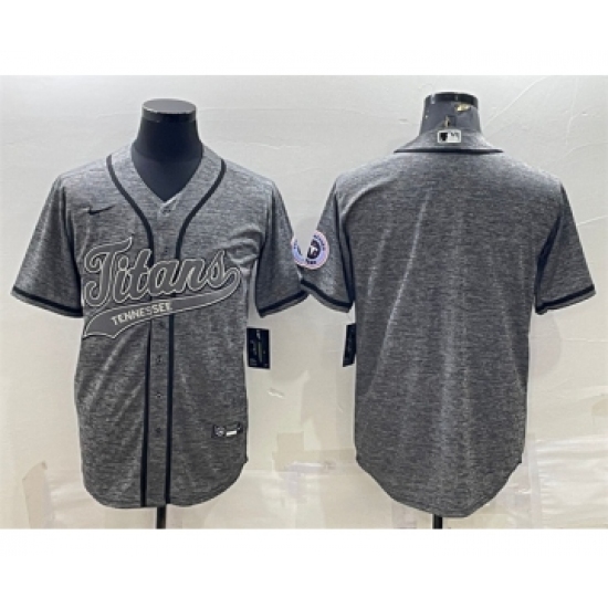 Men's Tennessee Titans Blank Gray With Patch Cool Base Stitched Baseball Jersey - Ujersey