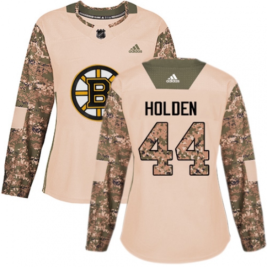 Women's Adidas Boston Bruins #44 Nick Holden Authentic Camo Veterans Day Practice NHL Jersey - Ujersey