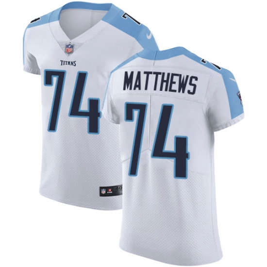 Men's Nike Tennessee Titans #74 Bruce Matthews White Vapor Untouchable Elite Player NFL Jersey - Ujersey