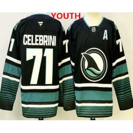 Youth san jose sharks #71 macklin celebrini black authentic jersey