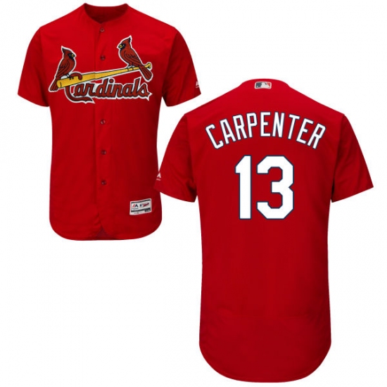 Men's Majestic St. Louis Cardinals #13 Matt Carpenter Red Alternate Flex Base Authentic Collection MLB Jersey - Ujersey