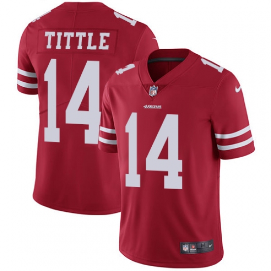 Men's Nike San Francisco 49ers #14 Y.A. Tittle Red Team Color Vapor Untouchable Limited Player NFL Jersey - Ujersey