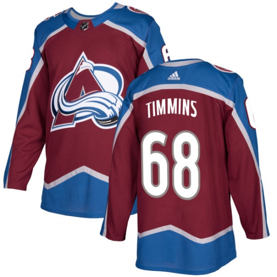 Men's Adidas Colorado Avalanche #68 Conor Timmins Authentic Burgundy Red Home NHL Jersey - Ujersey