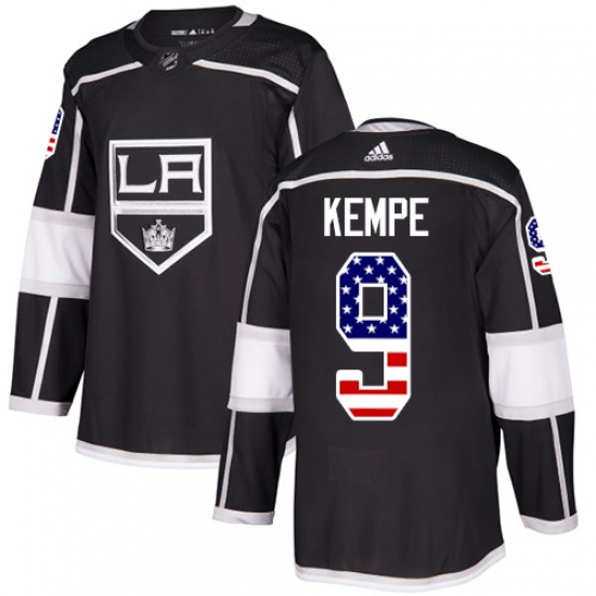 Men's Adidas Los Angeles Kings #9 Adrian Kempe Authentic Black USA Flag Fashion NHL Jersey - Ujersey
