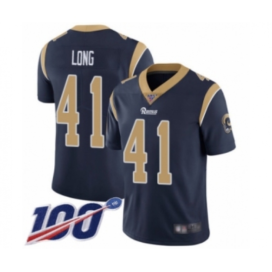 Men's Los Angeles Rams #41 David Long Navy Blue Team Color Vapor Untouchable Limited Player 100th Season Football Jersey - Ujersey