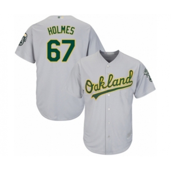 Youth Oakland Athletics #67 Grant Holmes Authentic Grey Road Cool Base Baseball Player Jersey - Ujersey