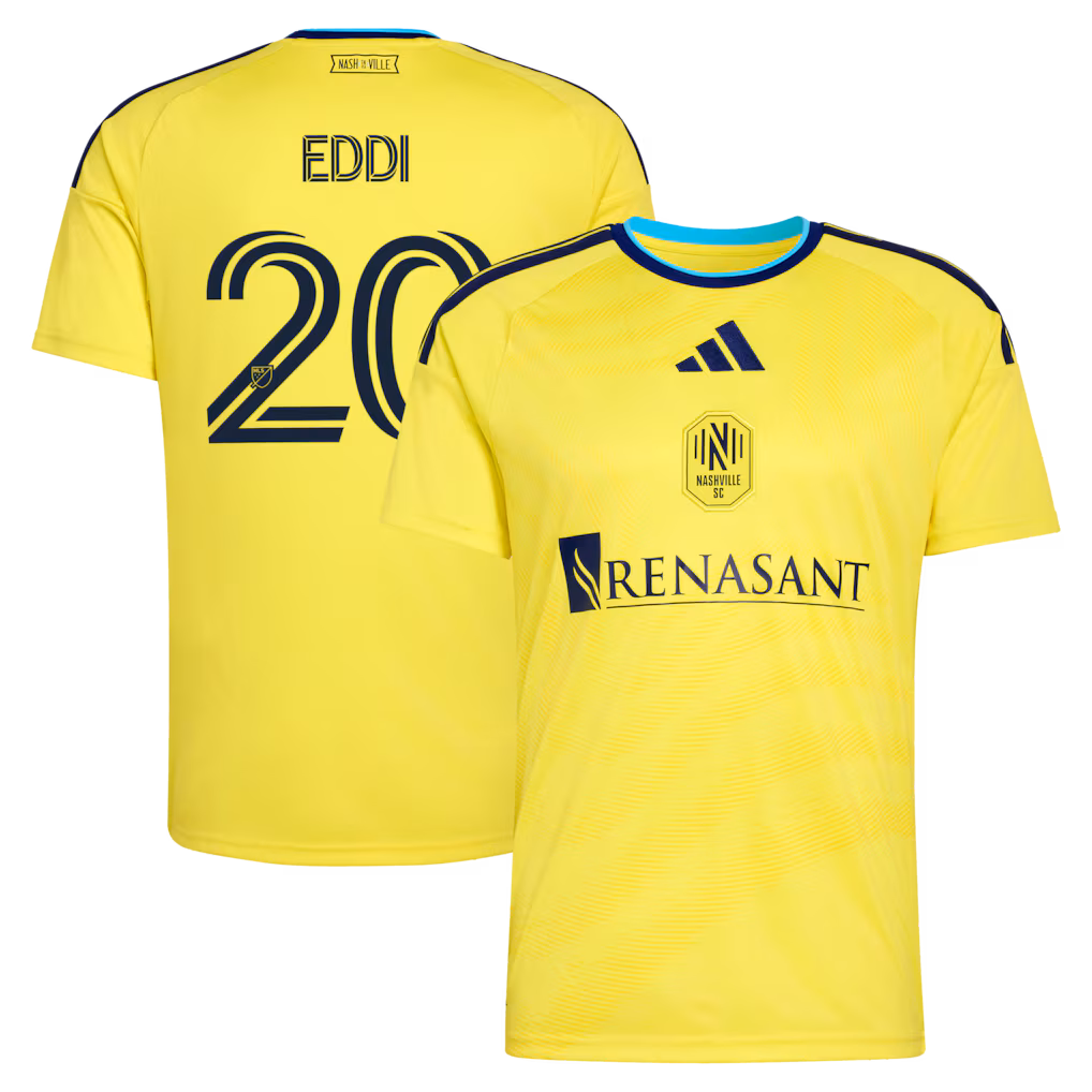 Men's Nashville SC Edvard Tagseth adidas Yellow 2026 The Reverb Kit Replica Jersey