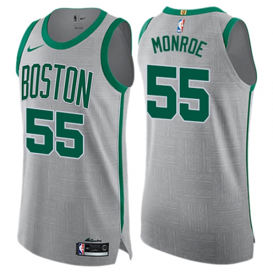 Men's Nike Boston Celtics #55 Greg Monroe Authentic Gray NBA Jersey - City Edition - Ujersey