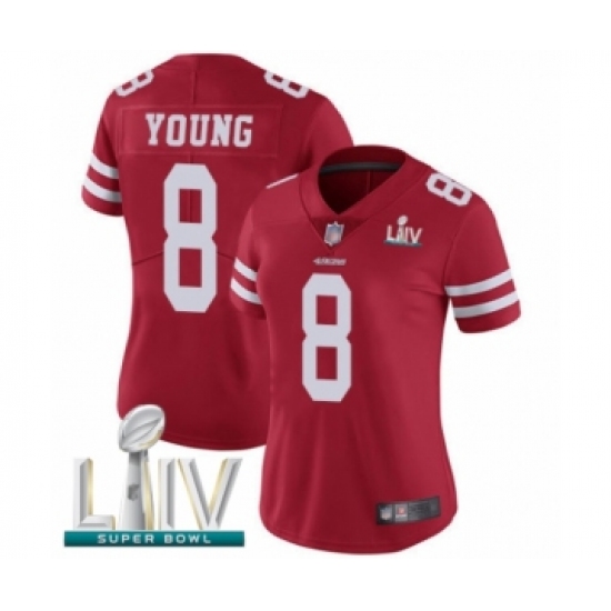 Women's San Francisco 49ers #8 Steve Young Red Team Color Vapor Untouchable Limited Player Super Bowl LIV Bound Football Jersey - Ujersey