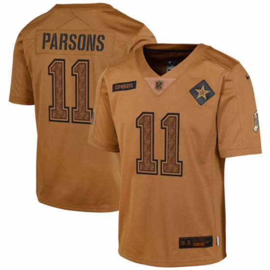 Youth Dallas Cowboys #11 Micah Parsons Nike Brown 2023 Salute To Service Limited Jersey - Ujersey