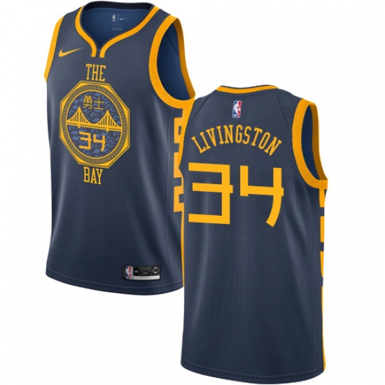 Youth Nike Golden State Warriors #34 Shaun Livingston Swingman Navy Blue NBA Jersey - City Edition - Ujersey
