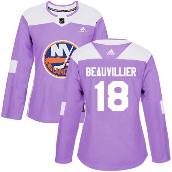 Women's Adidas New York Islanders #18 Anthony Beauvillier Authentic Purple Fights Cancer Practice NHL Jersey - Ujersey