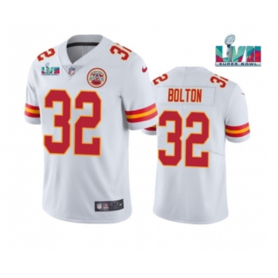 Men's Kansas City Chiefs #32 Nick Bolton White Super Bowl LVII Patch Vapor Untouchable Limited Stitched Jersey - Ujersey